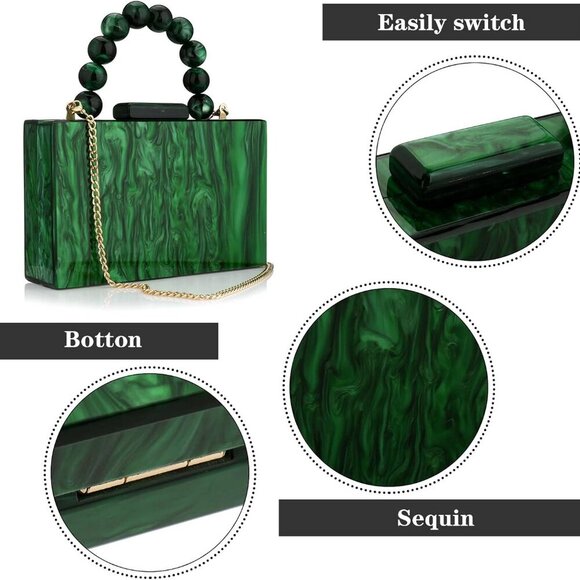 COPY - Acrylic Purses Evening Clutch Bag Marbling Handbags for Women Cross Body… - Picture 3 of 7